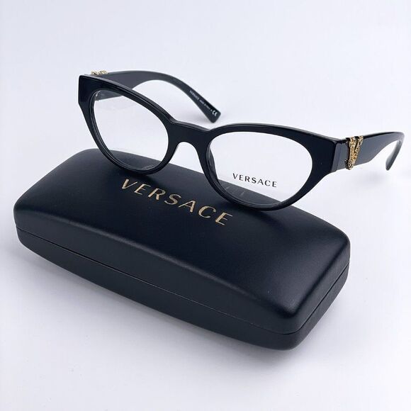 NEW Versace VE3282 GB1 Black Cat Eye Women Eyeglasses - Picture 1 of 12